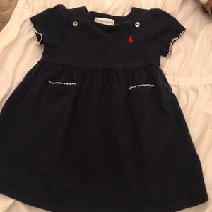 Navy blue Ralph Lauren dress white trim